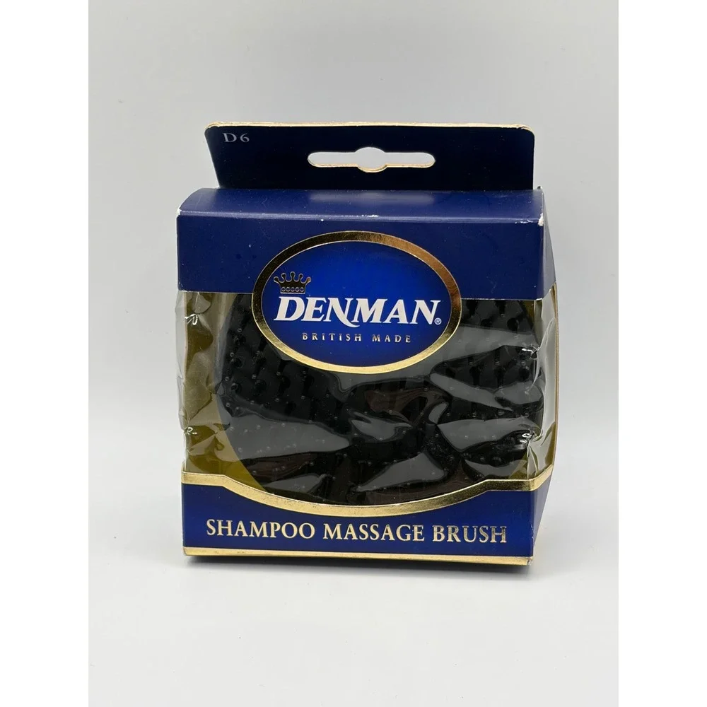 Denman D6 Shampoo Massage Brush Black Scalp Stimulator British Made New Box